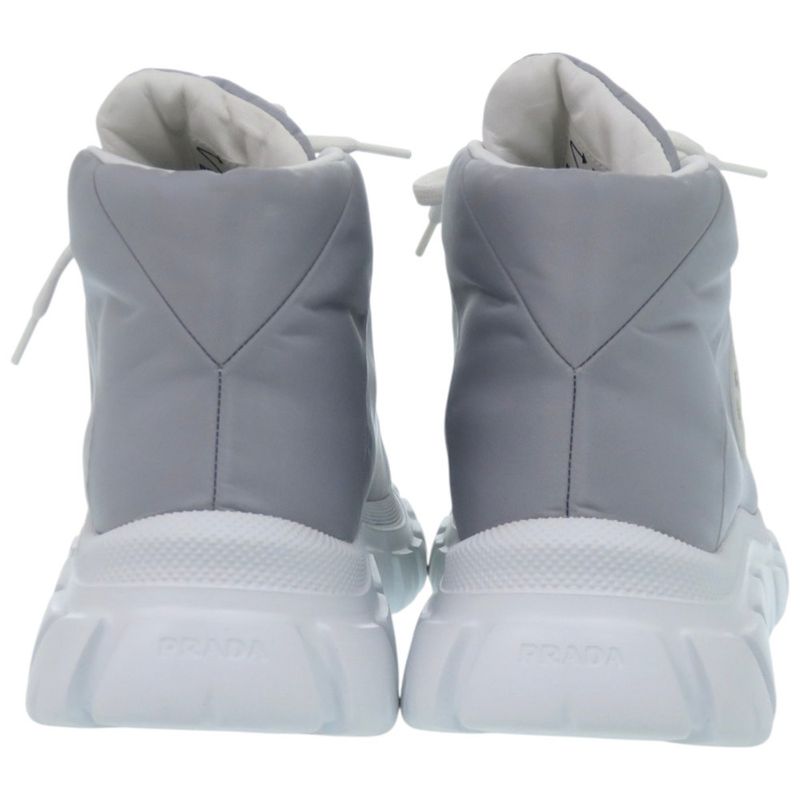 Prada High Cut Logo Re-Nylon Econyle Gray Sneakers