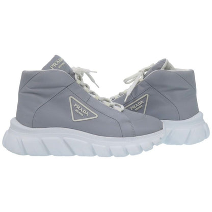 Prada High Cut Logo Re-Nylon Econyle Gray Sneakers