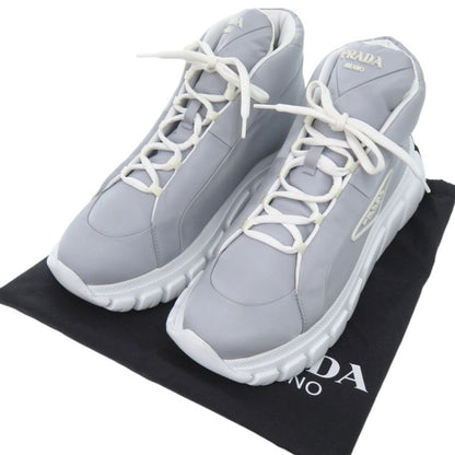 Prada High Cut Logo Re-Nylon Econyle Gray Sneakers
