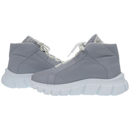Prada High Cut Logo Re-Nylon Econyle Gray Sneakers