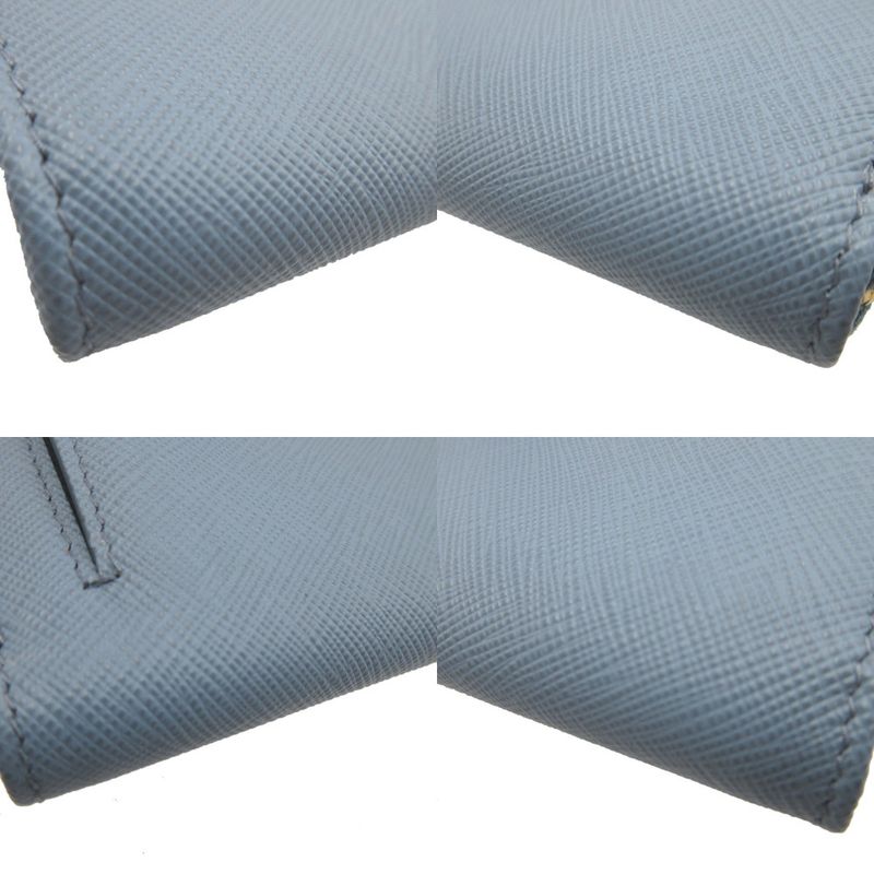 Prada Saffiano Triangle Saffiano Leather Triangle Plate Blue Key