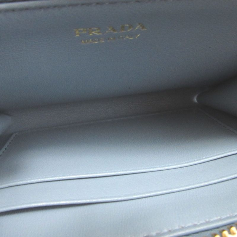 Prada Saffiano Triangle Saffiano Leather Triangle Plate Blue Key