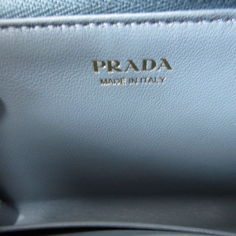 Prada Saffiano Triangle Saffiano Leather Triangle Plate Blue Key