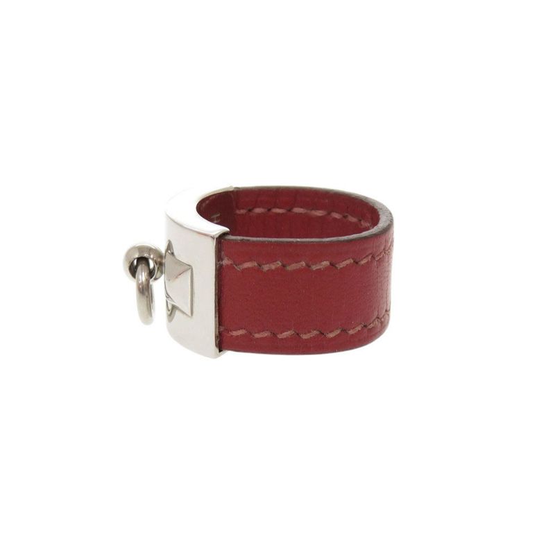 Hermes Collier de Chien L Metal Leather Red Ring