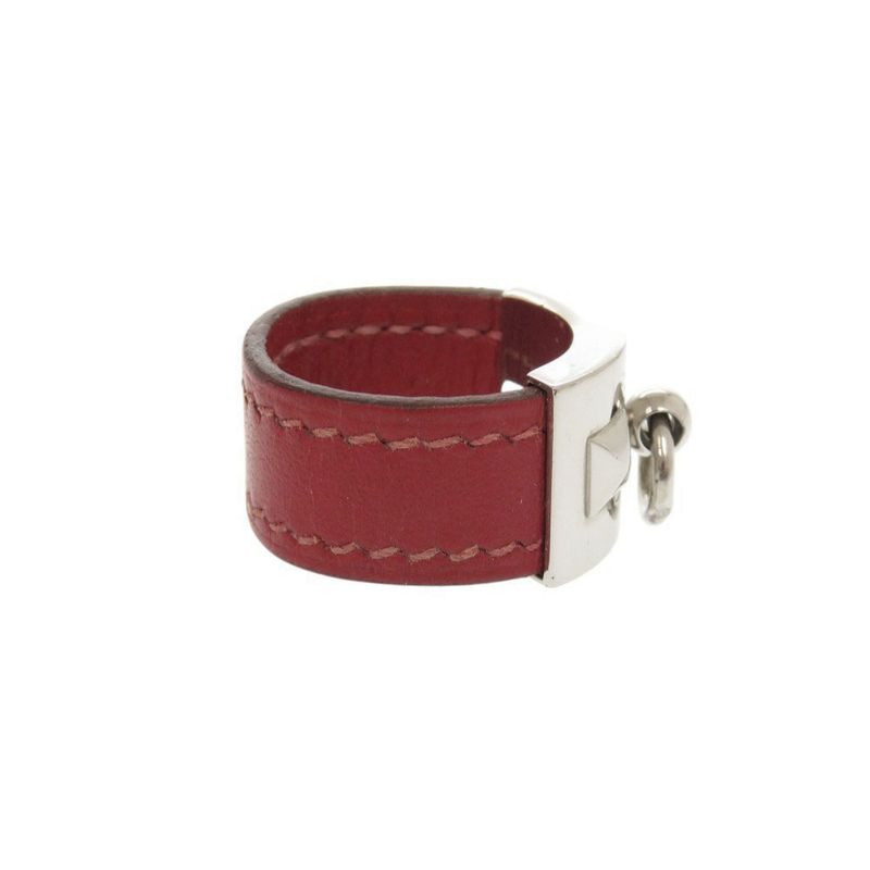 Hermes Collier de Chien L Metal Leather Red Ring