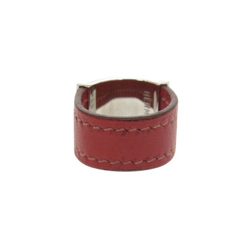 Hermes Collier de Chien L Metal Leather Red Ring