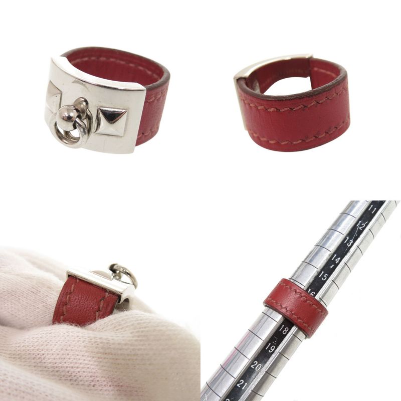 Hermes Collier de Chien L Metal Leather Red Ring
