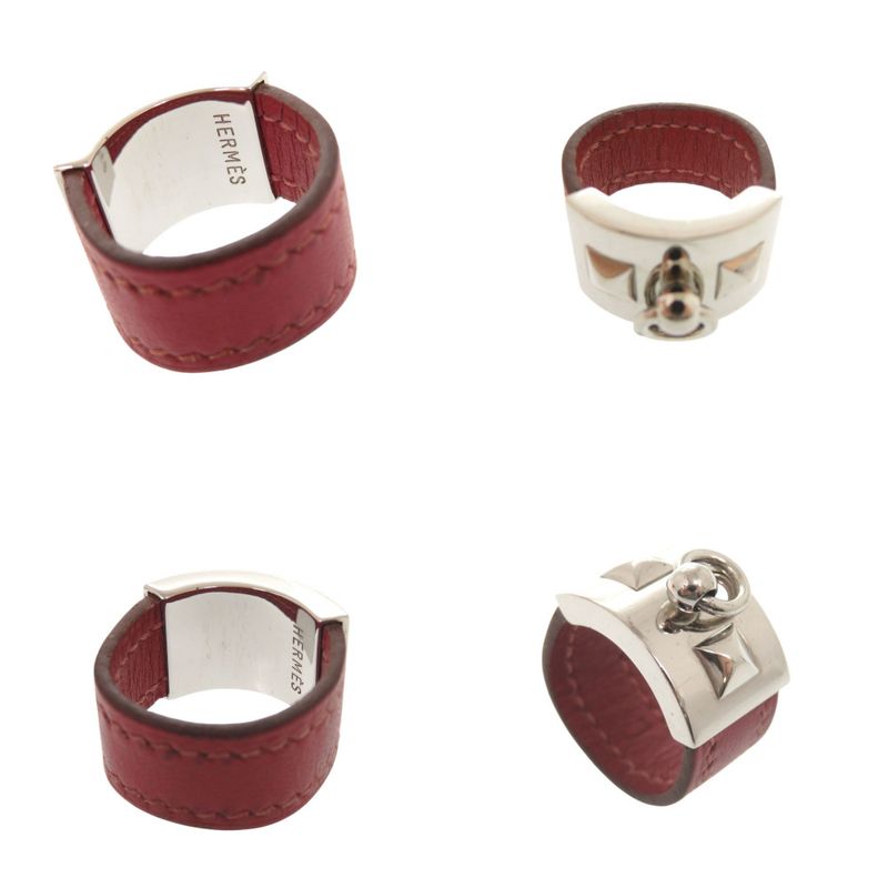 Hermes Collier de Chien L Metal Leather Red Ring