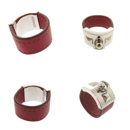 Hermes Collier de Chien L Metal Leather Red Ring