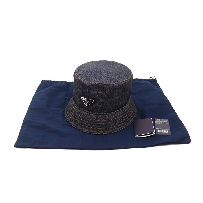 Prada Bucket Hat Denim Hat Navy L