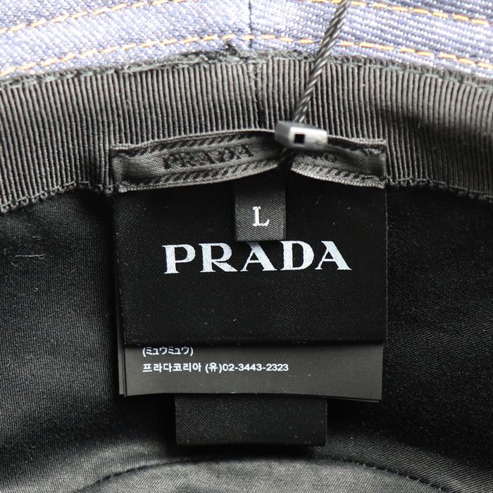 Prada Bucket Hat Denim Hat Navy L