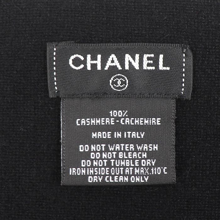 Chanel CC Logo Shawl Muffler Black Scarf