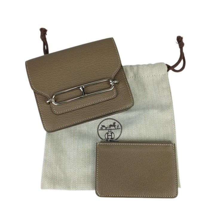 Hermes Coin Case Roulis Slim Etoupe Chevrumizol Silver