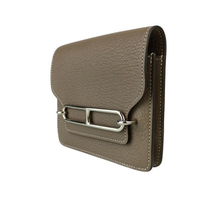 Hermes Coin Case Roulis Slim Etoupe Chevrumizol Silver