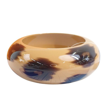 Hermes Bangle Phelan GM Beige Brown Lacquer Wood