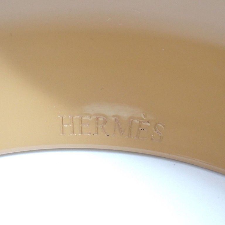 Hermes Bangle Phelan GM Beige Brown Lacquer Wood