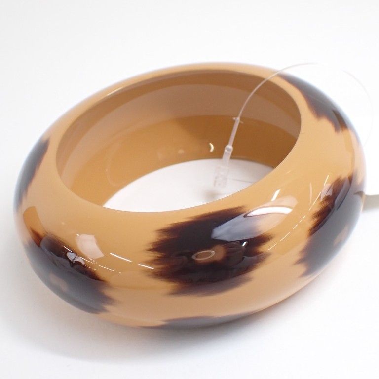 Hermes Bangle Phelan GM Beige Brown Lacquer Wood