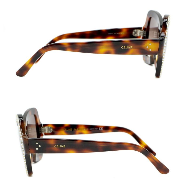 Celine Sunglasses Rhinestone Brown Silver
