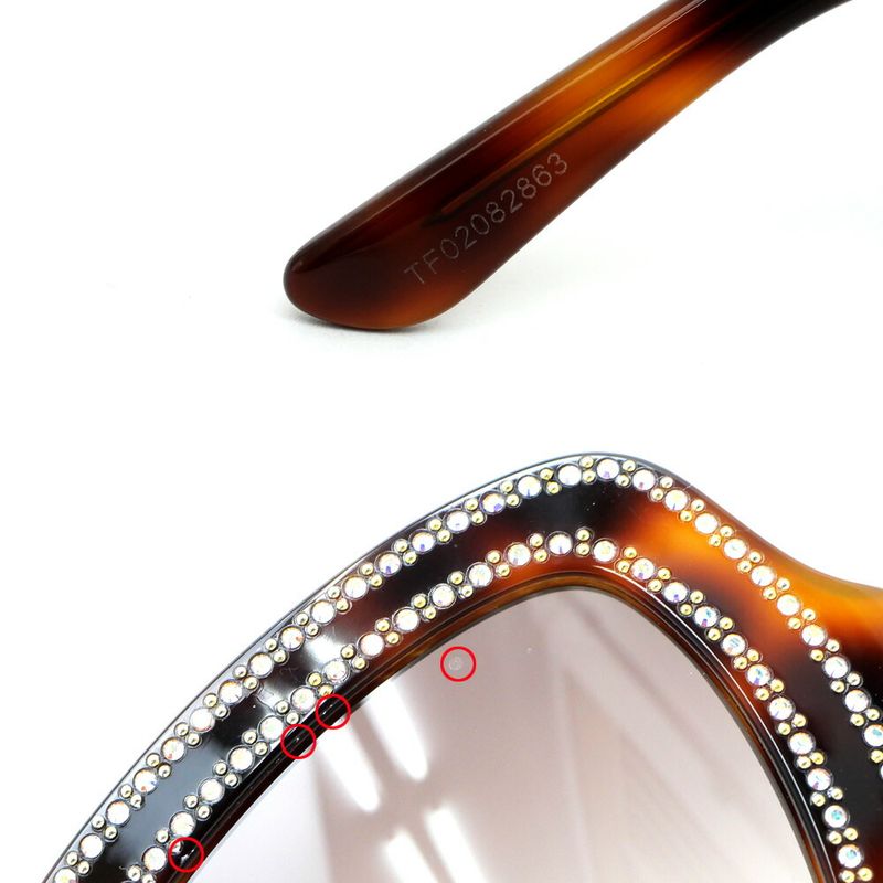 Celine Sunglasses Rhinestone Brown Silver