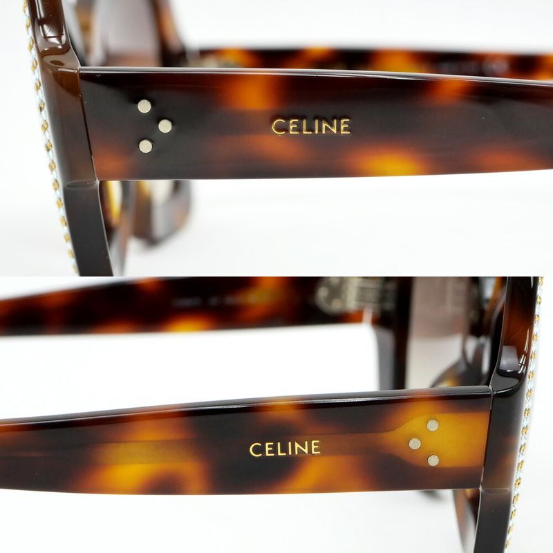 Celine Sunglasses Rhinestone Brown Silver