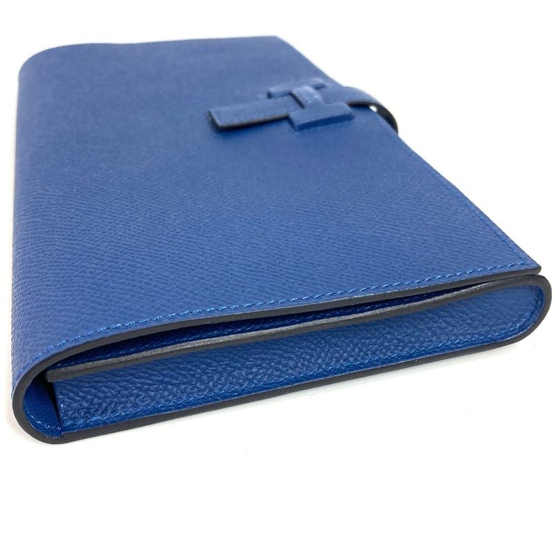Hermes Long Wallet New-h Passant Toutemman Epsom Deep Blue