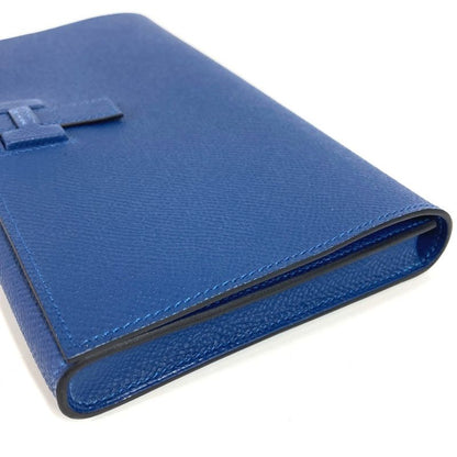 Hermes Long Wallet New-h Passant Toutemman Epsom Deep Blue