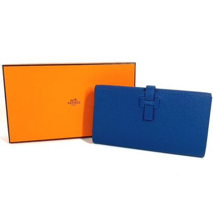 Hermes Long Wallet New-h Passant Toutemman Epsom Deep Blue