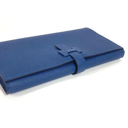 Hermes Long Wallet New-h Passant Toutemman Epsom Deep Blue