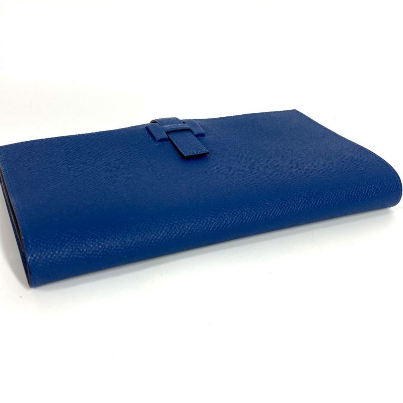 Hermes Long Wallet New-h Passant Toutemman Epsom Deep Blue
