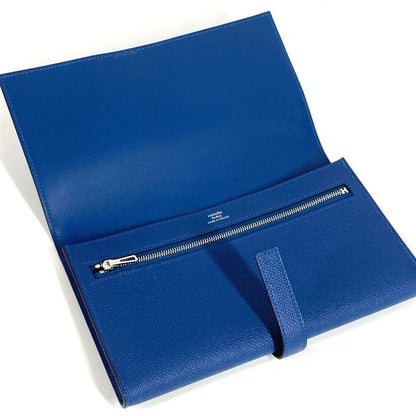 Hermes Long Wallet New-h Passant Toutemman Epsom Deep Blue