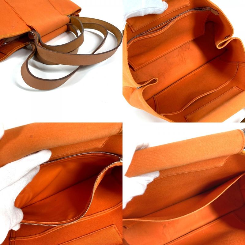 Hermes Tote Kabak Elan PM Canvas Leather Orange