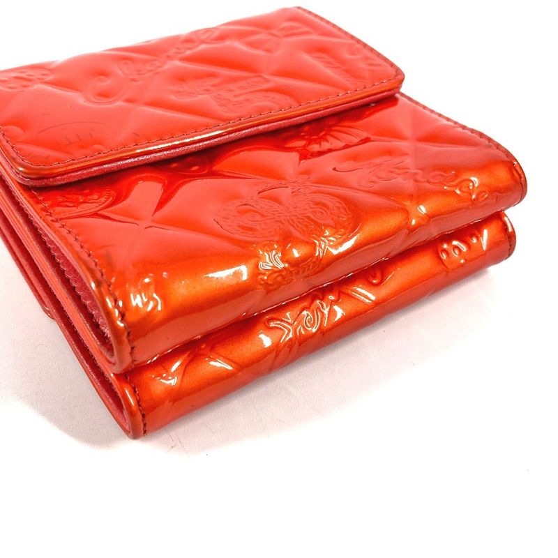 Chanel Trifold Wallet Icon Patent Leather Red