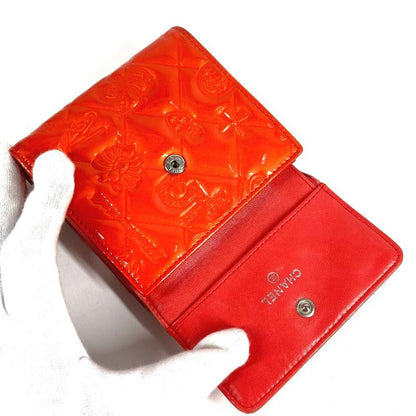 Chanel Trifold Wallet Icon Patent Leather Red