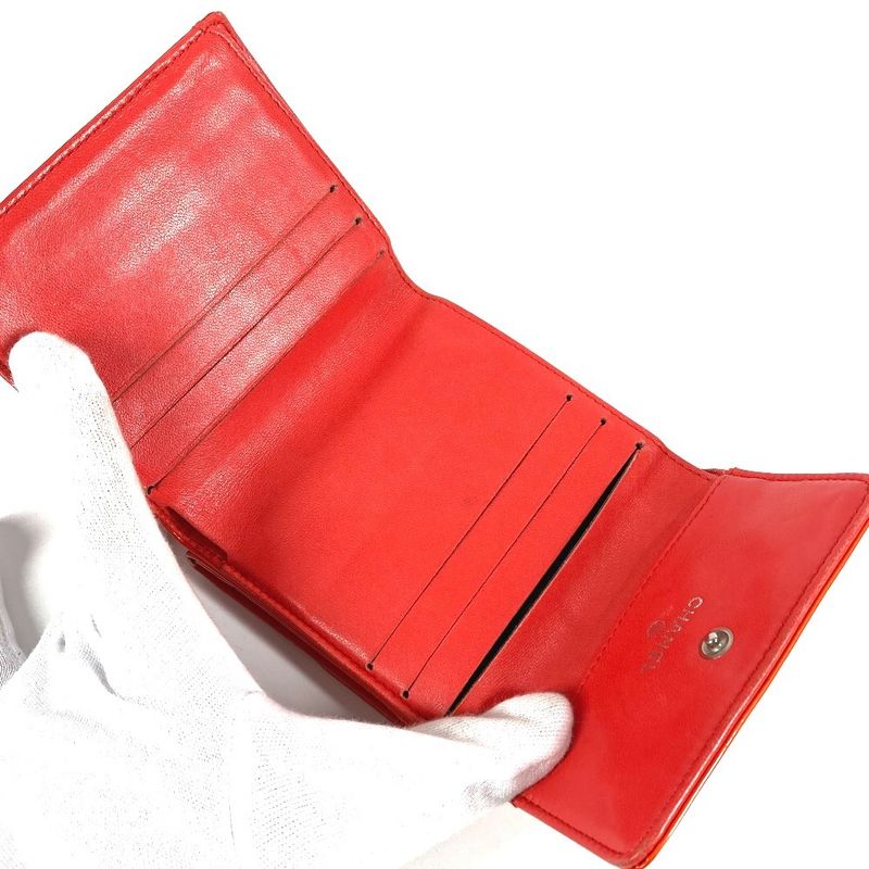Chanel Trifold Wallet Icon Patent Leather Red