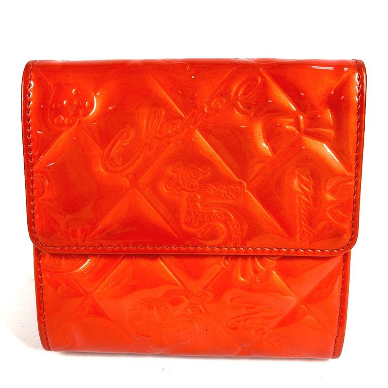 Chanel Trifold Wallet Icon Patent Leather Red