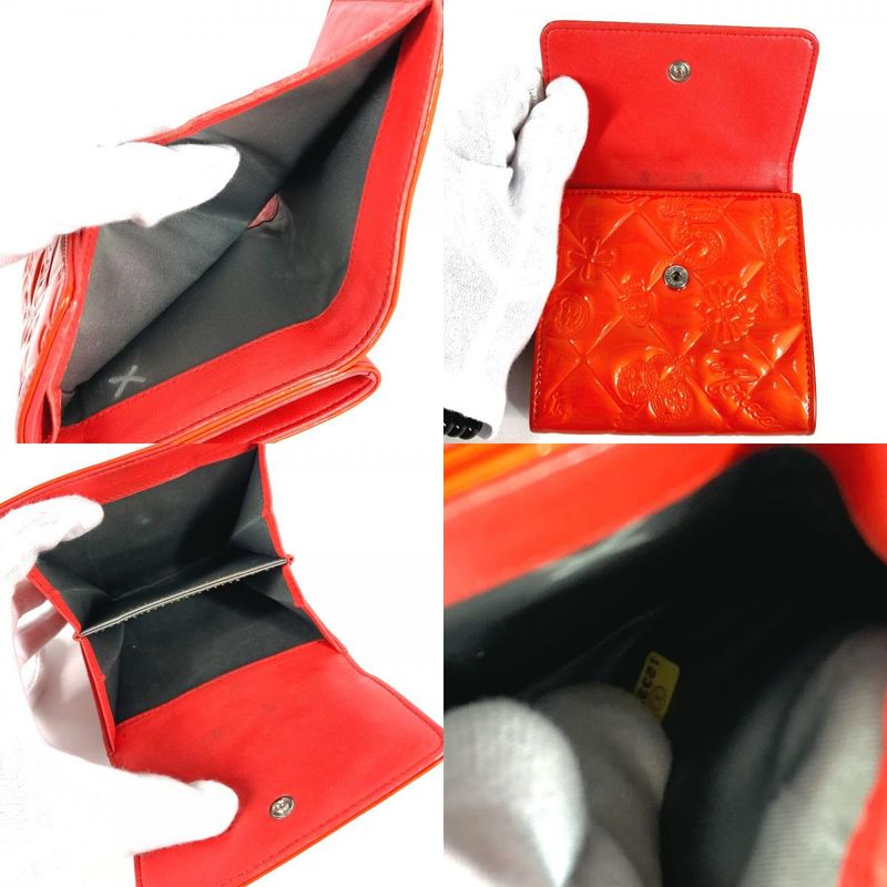 Chanel Trifold Wallet Icon Patent Leather Red