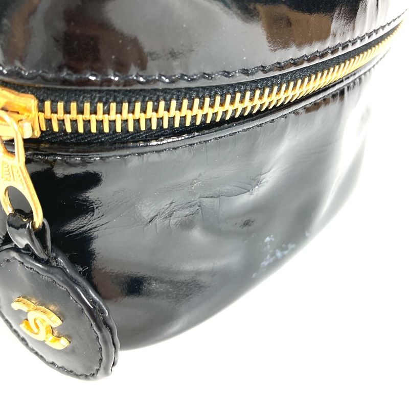Chanel Handbag Vanity Bag CC Logo Enamel Black
