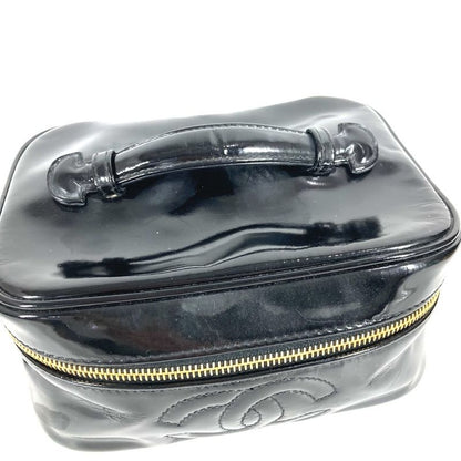 Chanel Handbag Vanity Bag CC Logo Enamel Black