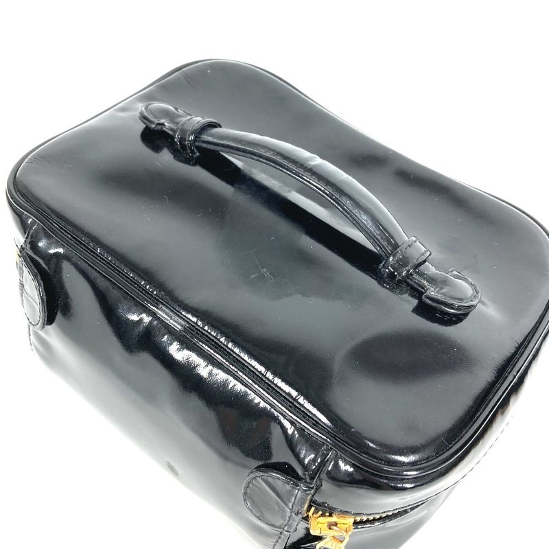 Chanel Handbag Vanity Bag CC Logo Enamel Black
