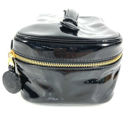 Chanel Handbag Vanity Bag CC Logo Enamel Black