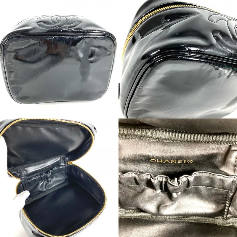 Chanel Handbag Vanity Bag CC Logo Enamel Black