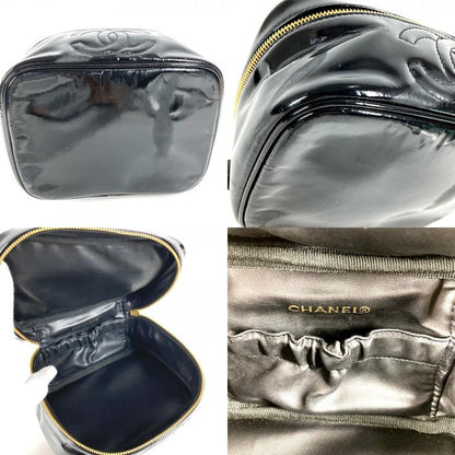 Chanel Handbag Vanity Bag CC Logo Enamel Black