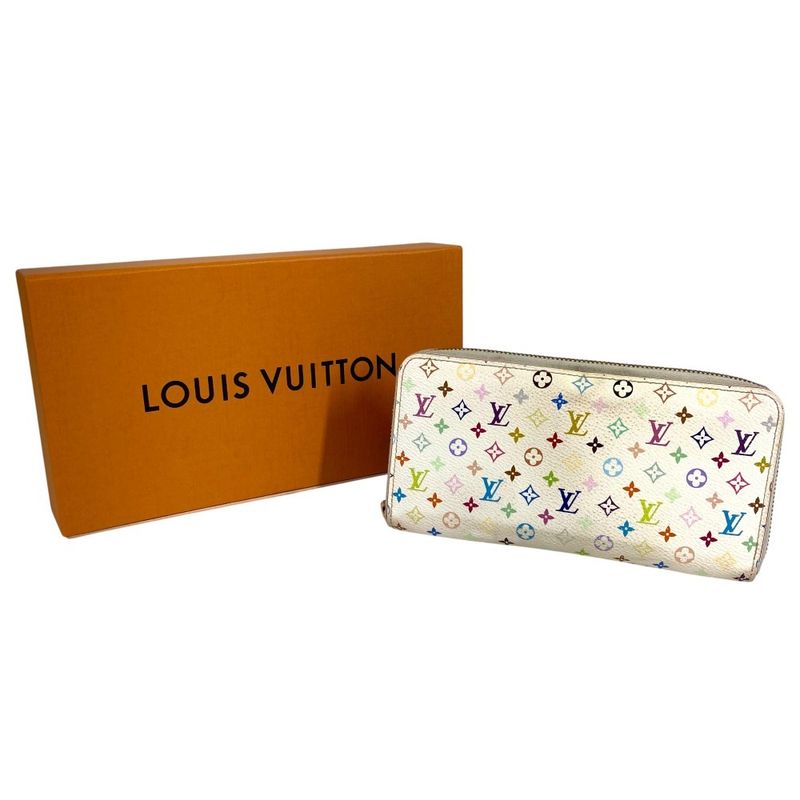 Louis Vuitton Zippy Long Wallet Monogram Multicolor Canvas White
