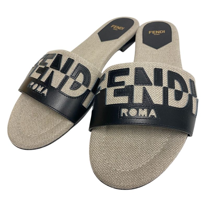 Fendi Slide Sandals Black