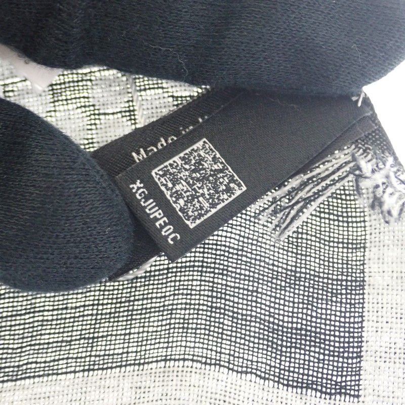 Chanel Logo Muffler CC Logo Wool Silk Black Scarf