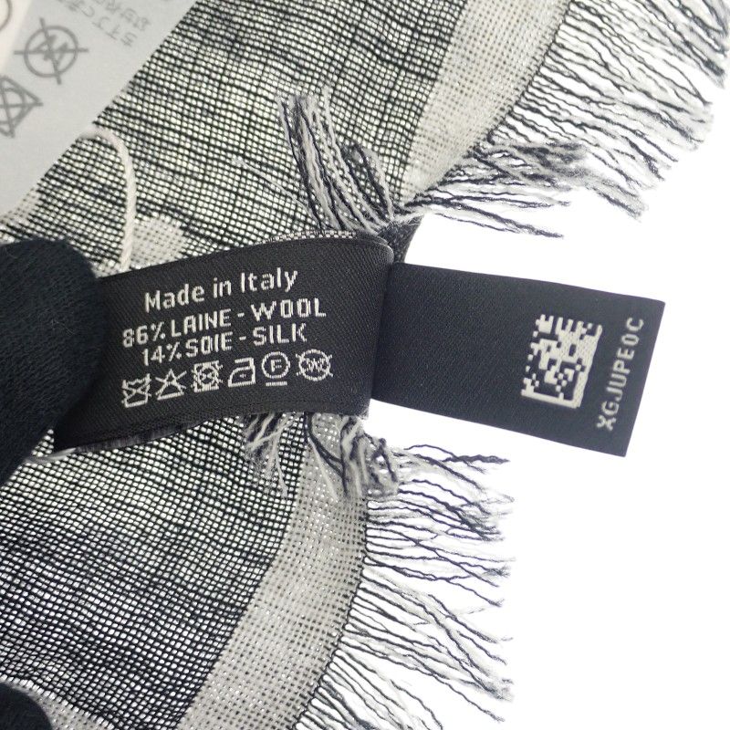 Chanel Logo Muffler CC Logo Wool Silk Black Scarf