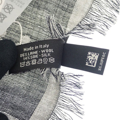 Chanel Logo Muffler CC Wool Silk Black Scarf