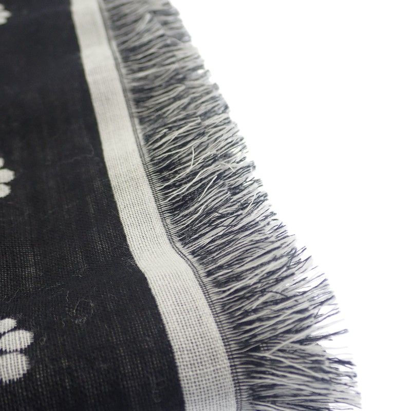 Chanel Logo Muffler CC Logo Wool Silk Black Scarf