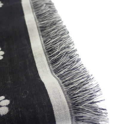 Chanel Logo Muffler CC Wool Silk Black Scarf