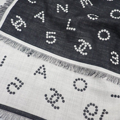 Chanel Logo Muffler CC Wool Silk Black Scarf